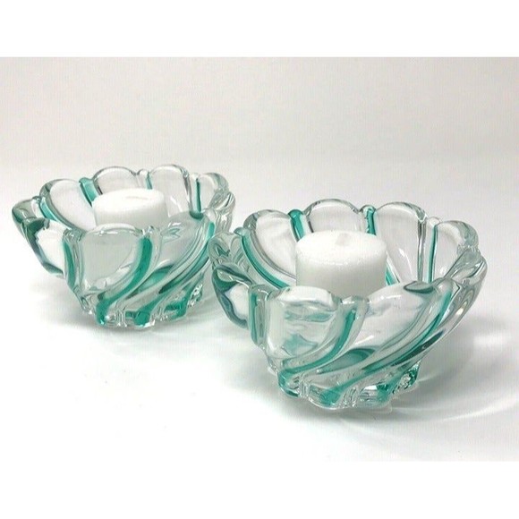 Swirl Glass  Candle Holders Christmas Holiday  Décor - Picture 10 of 10